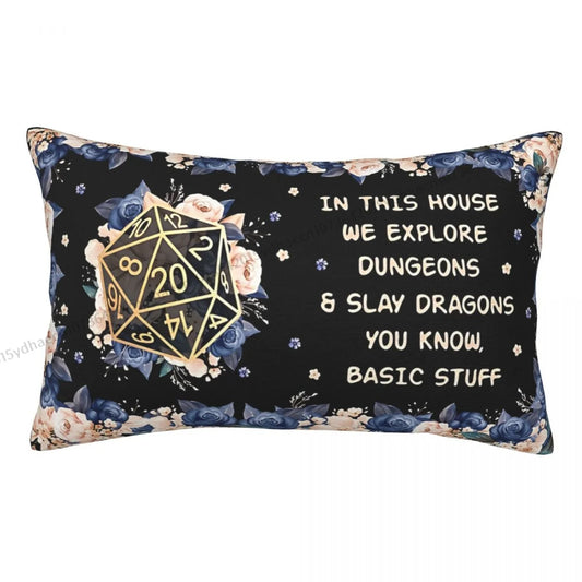 In This House We Explore Hug Pillowcase DND Game Backpack Cojines Sofa Printed Car Pillow Covers Decorative