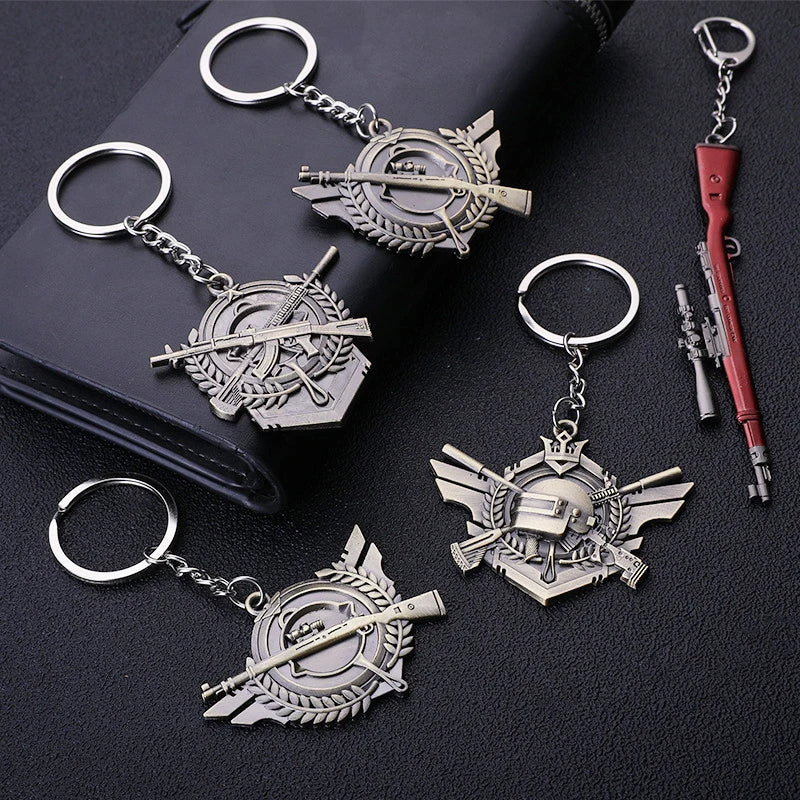 Online Game PUBG Badge Keychain Pendant Cosplay Cyber-Game Playerunknown's Battlegrounds Medal Alloy Key Ring for Game Lovers