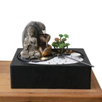 Indoor Desktop Fountain Waterfall With Buddha Statue - Black / US