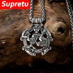 Vintage Vikings Loki Hollow Necklaces Men Stainless Steel Norse Mythology Trinity Pendant Amulet Scandinavian Jewelry Male Gifts