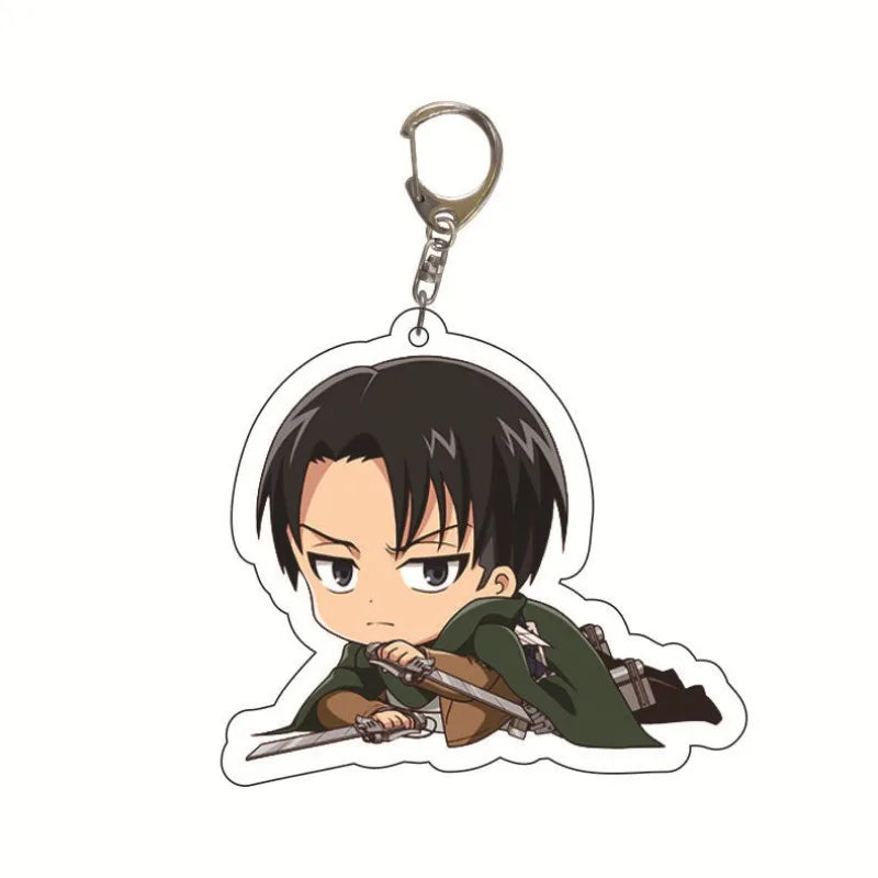 New Anime Levi Ackerman Allen Yeager Keychain For Women Men Double Sided Acrylic Key Chain Bag Accessories Cartoon Birthday Gift