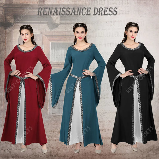Costume médiéval pour femmes, robe Renaissance bleue, grande taille, Costumes d'halloween pour femmes, Costume Hanfu Vintage, Cosplay