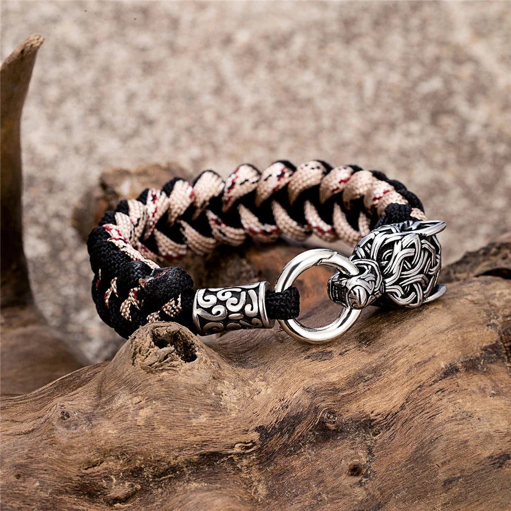 Bracelet Viking Wolf avec corde Paracord | Plusieurs couleurs