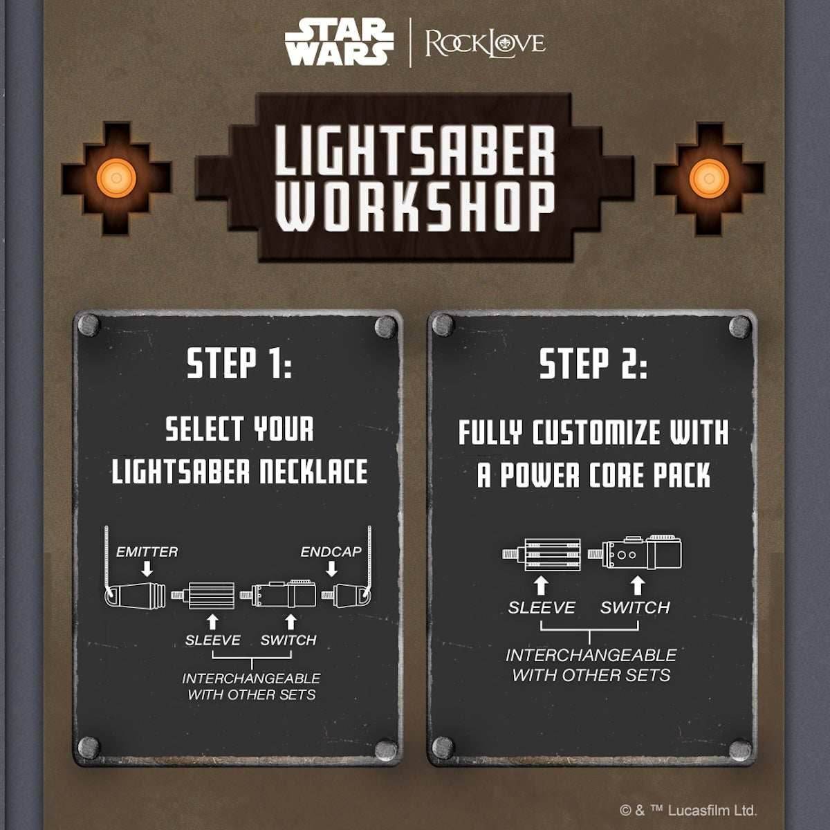 Star Wars X RockLove LIGHTSABER WORKSHOP Elemental Nature Lightsaber Necklace - 