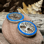 Opal Tree of Life Earrings - Blue Opal