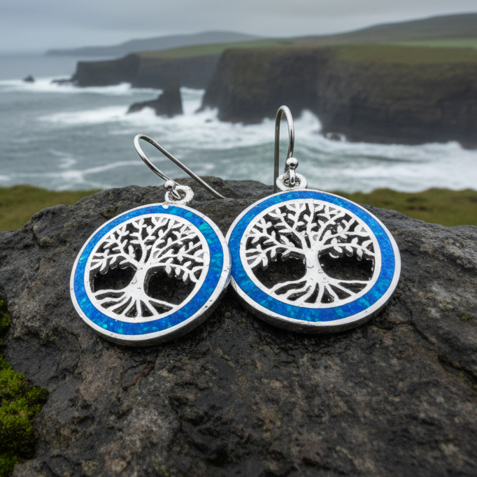 Opal Tree of Life Earrings