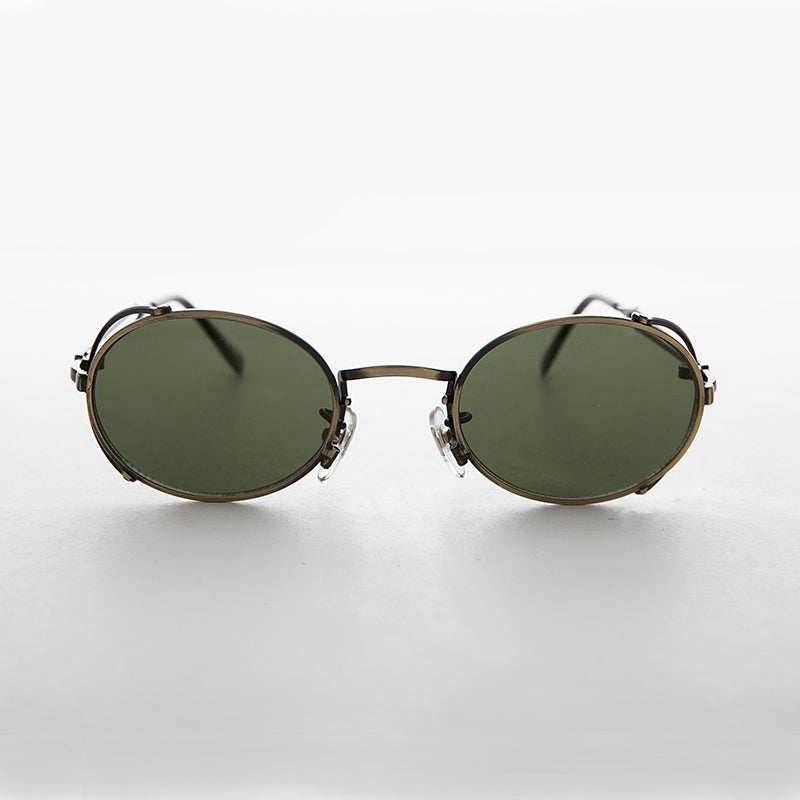 Elegant Steampunk Sunglass with Cut Out Design - Silas - Antique Bronze/Brown Lens