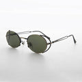 Elegant Steampunk Sunglass with Cut Out Design - Silas - Antique Bronze / Green Lens