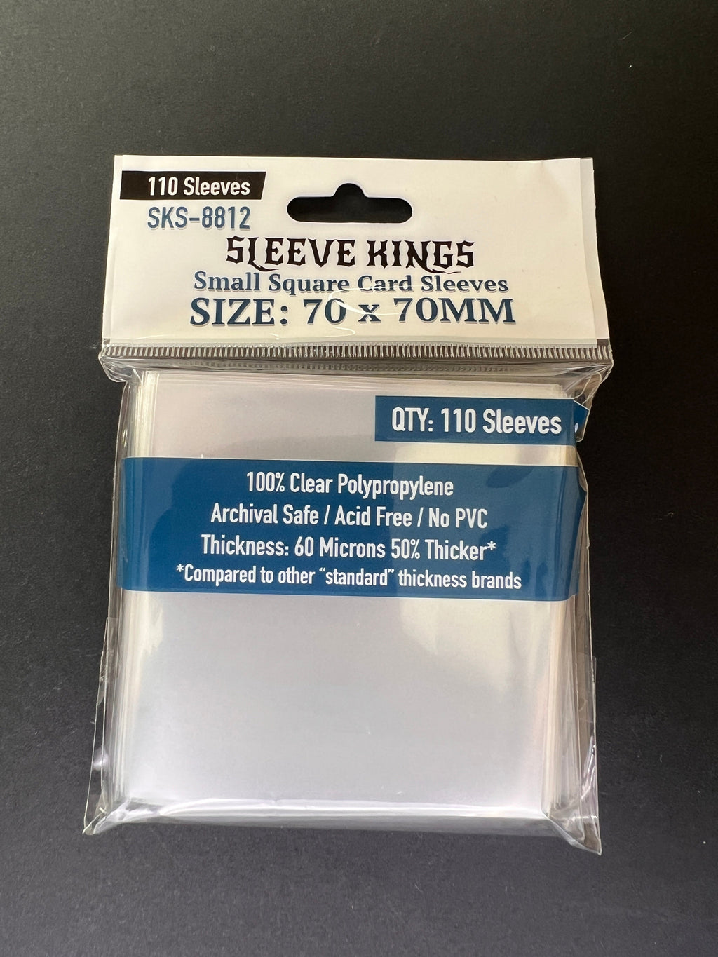 Small Square Game Card Sleeves (70x70mm) 110 Pack, 60 Micron, SKS-8812
