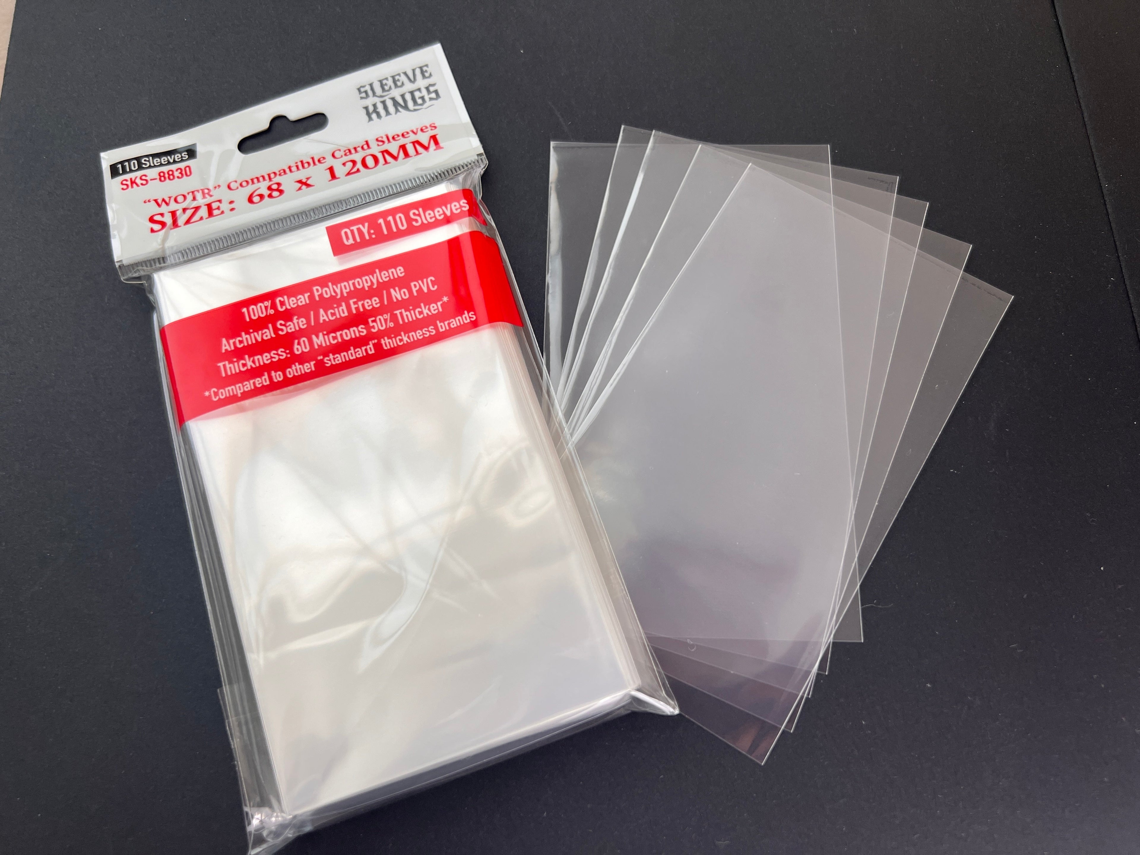 "WOTR" Compatible Sleeves (68x120mm) 110 Pack, 60 Micron, SKS-8830