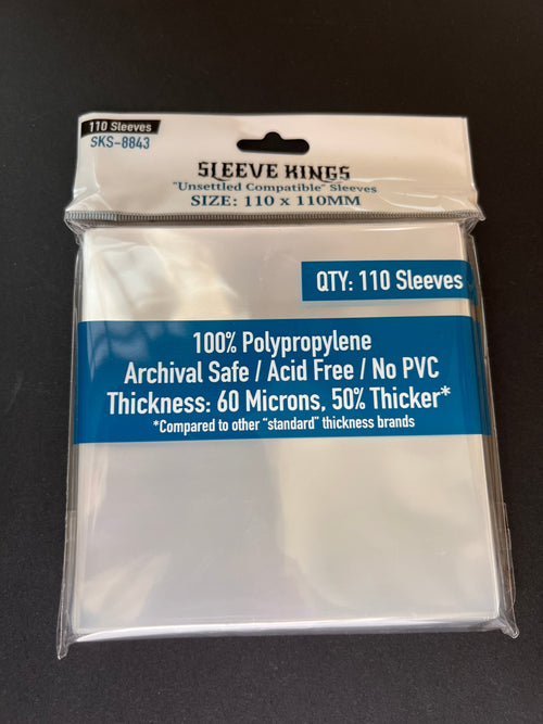 "Unsettled" Compatible Sleeves (110x110 MM) 110 Pack, 60 Microns, SKS-8843