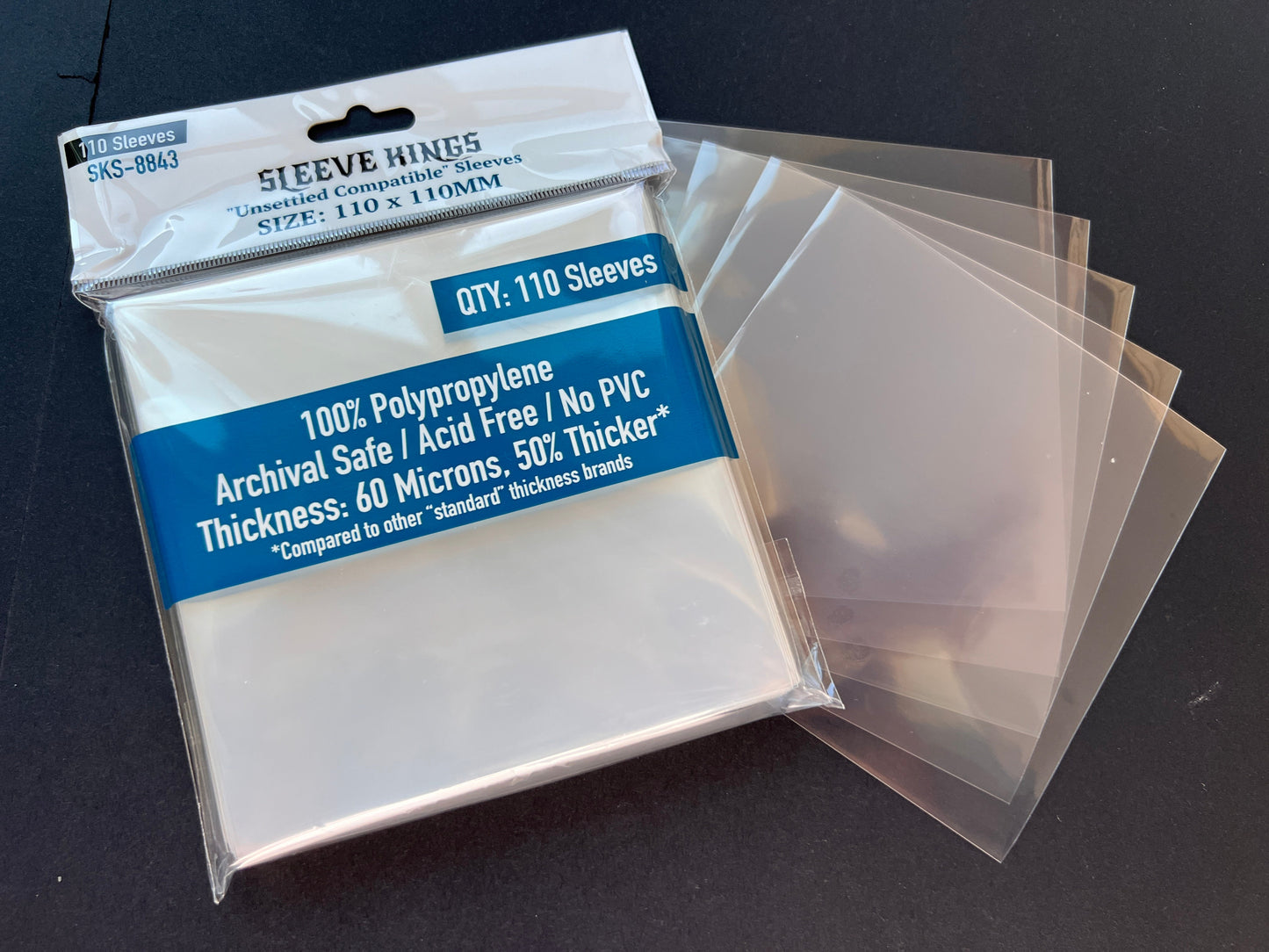 "Unsettled" Compatible Sleeves (110x110 MM) 110 Pack, 60 Microns, SKS-8843