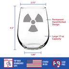 Radiation Symbol Stemless Wine Glass - Unique Engraved Gifts for Medical Professionals, Nurses & Radiologists