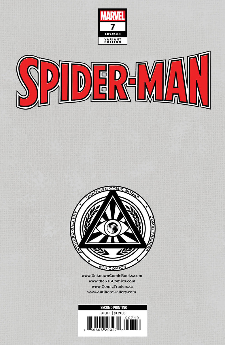 Spider-Man #7 2Nd Printing Unknown Comics Nicoletta Baldari Exclusive Virgin Var (05/17/2023)