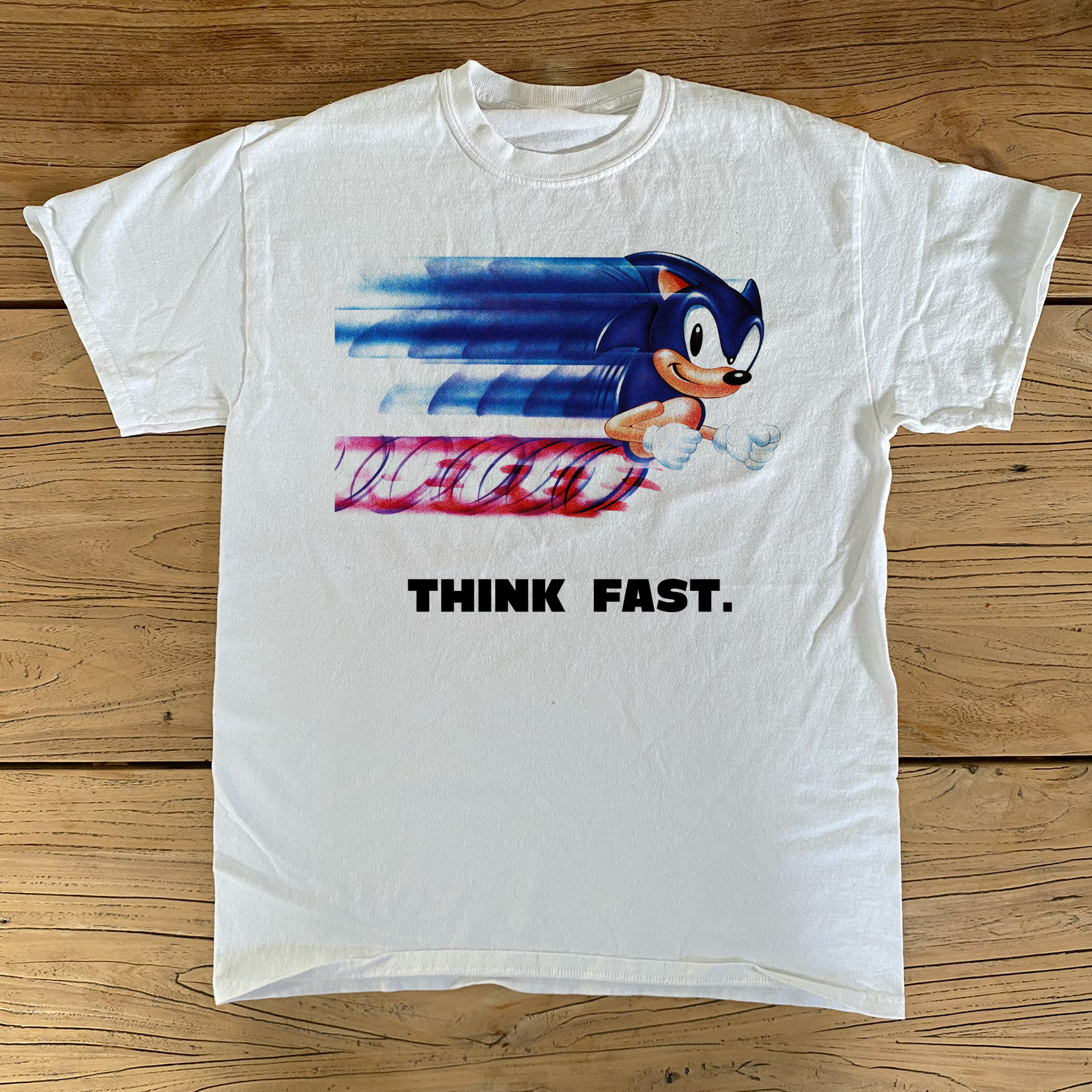 Retro Sonic 'Think Fast' White T-Shirt