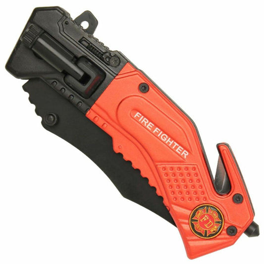 Spring Assist LED Tactical Rescue Knife Firefighter-0