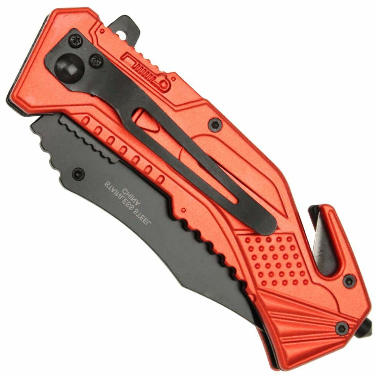 Spring Assist LED Tactical Rescue Knife Firefighter-1