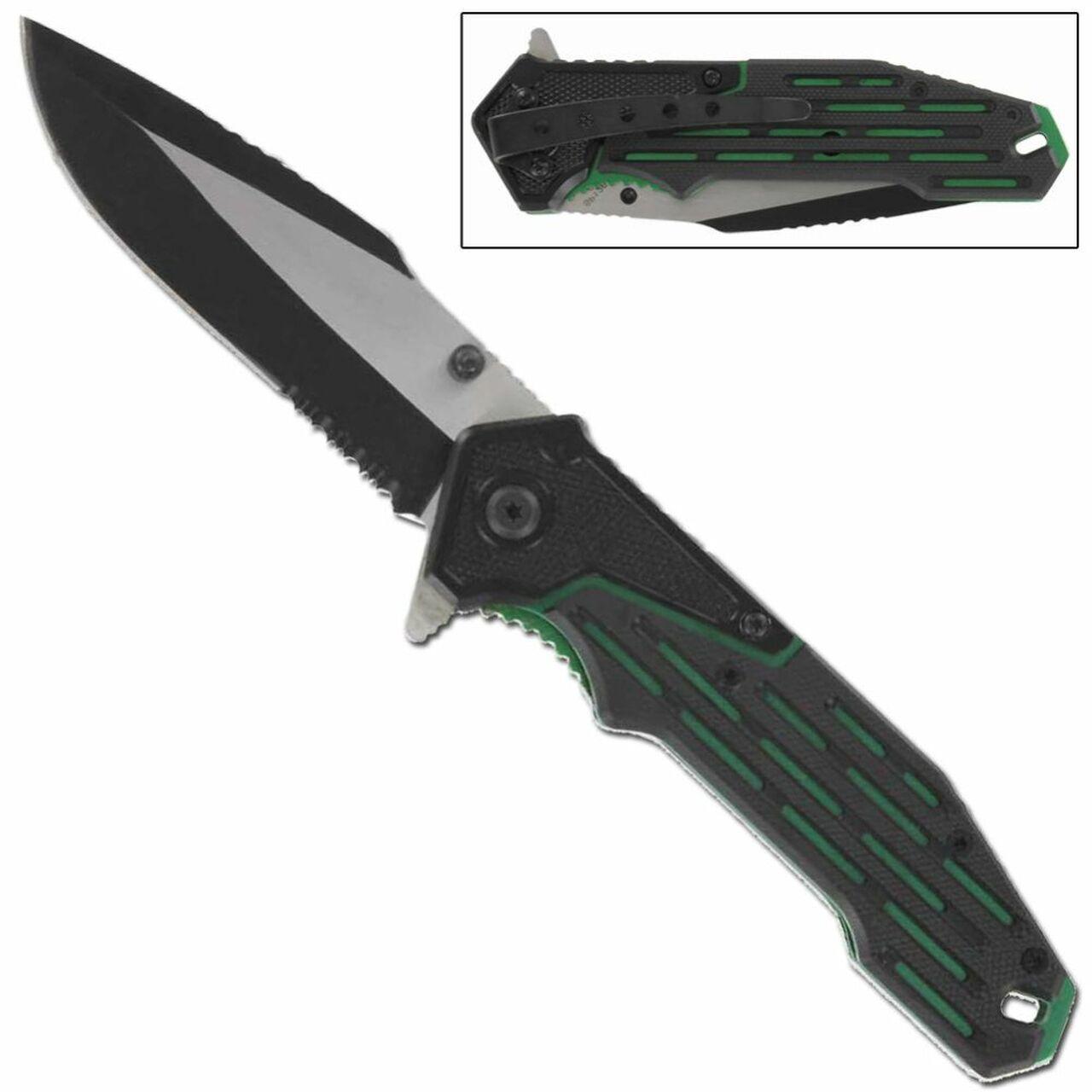 Electrical Charged Green Drop Point Spring Assist Knife-1