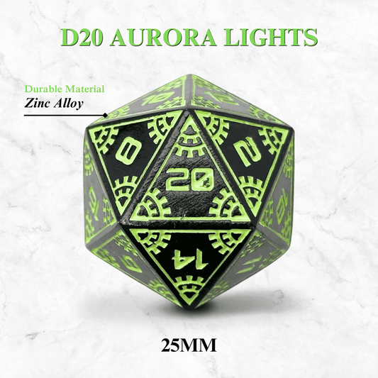 Space Dice Meteor Runestones™ - 25mm D20 - Aurora Lights - 