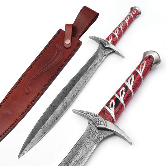 Movie Replica Elven Made Damascus Steel Sword Dagger-0
