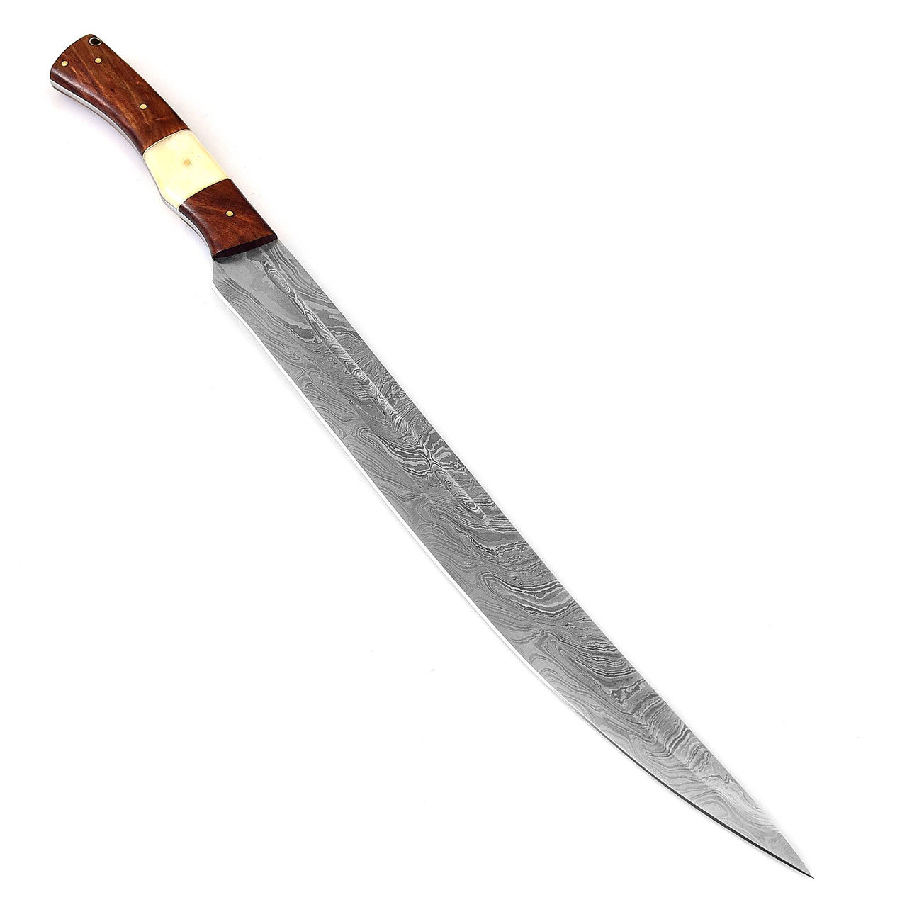 Damascus Steel Full Tang Germanic Style Single-Edged Long Sword-2