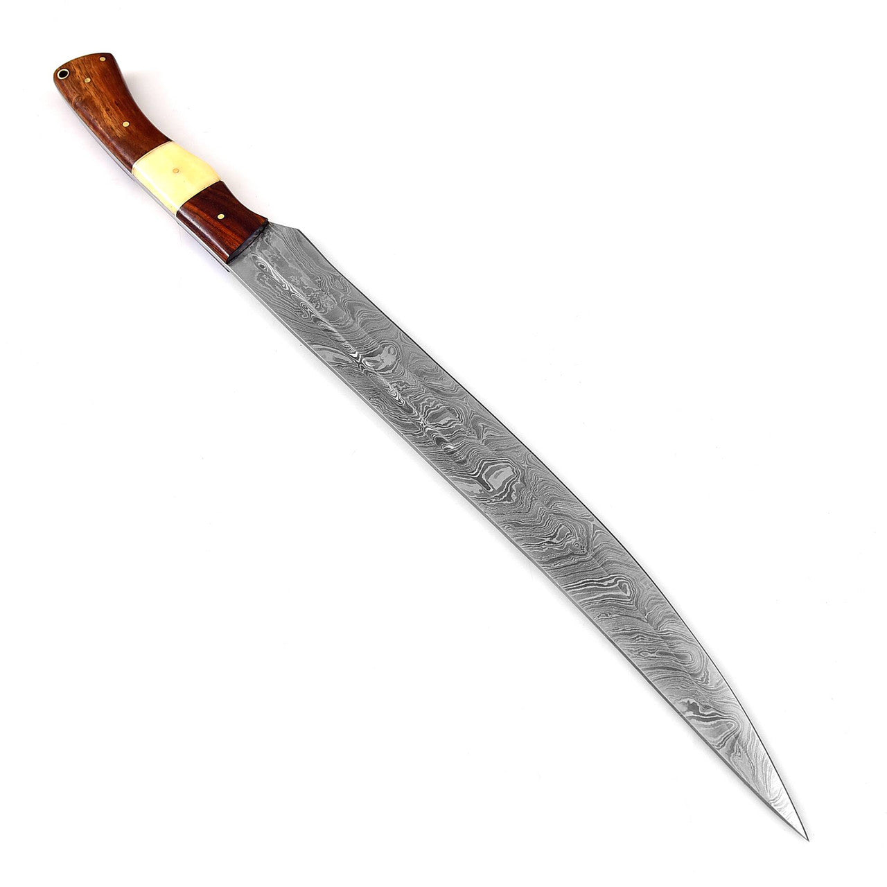 Damascus Steel Full Tang Germanic Style Single-Edged Long Sword-3
