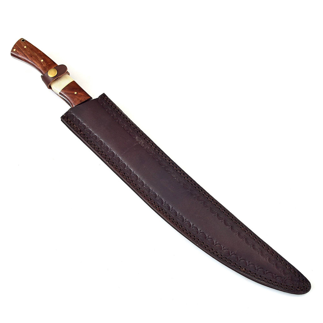 Damascus Steel Full Tang Germanic Style Single-Edged Long Sword-4