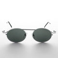 Vintage Steampunk Sunglass with Spring Brow Bar - Steamcon - Silver / Green Lens