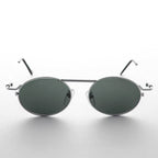 Vintage Steampunk Sunglass with Spring Brow Bar - Steamcon - Silver / Green Lens