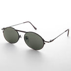 Vintage Steampunk Sunglass with Spring Brow Bar - Steamcon - Silver / Green Lens