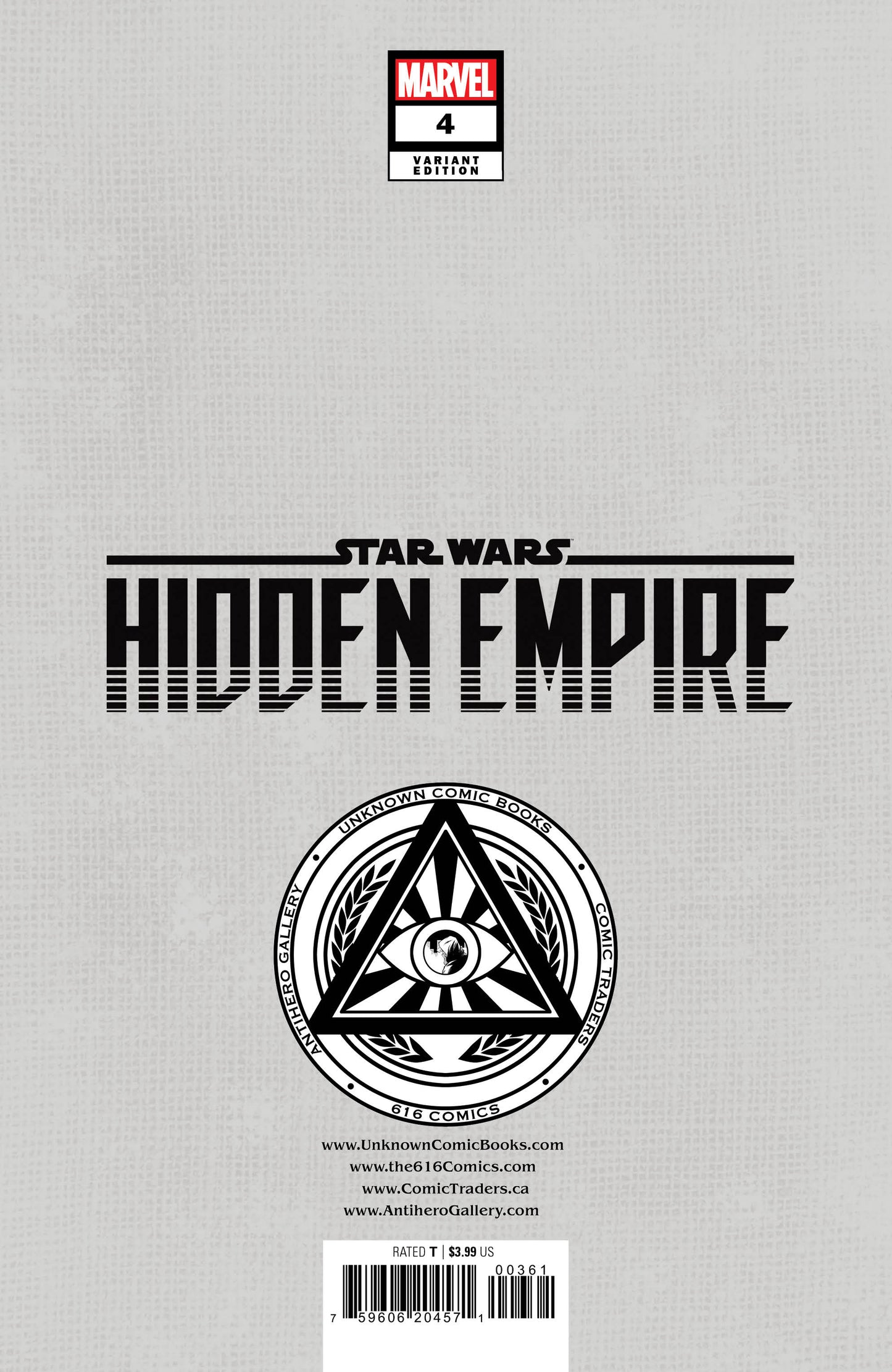 Star Wars: Hidden Empire #4 Unknown Comics Patch Zircher Exclusive Virgin Var (03/01/2023)