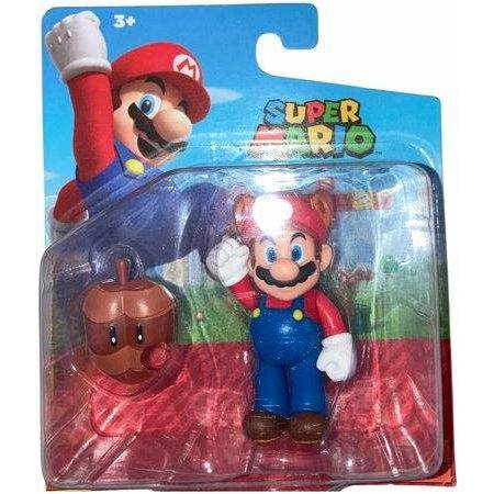 SUPER MARIO Action Figure 2.5 Inch Racoon Mario with Super Leaf Accessory Collectible Toy - 