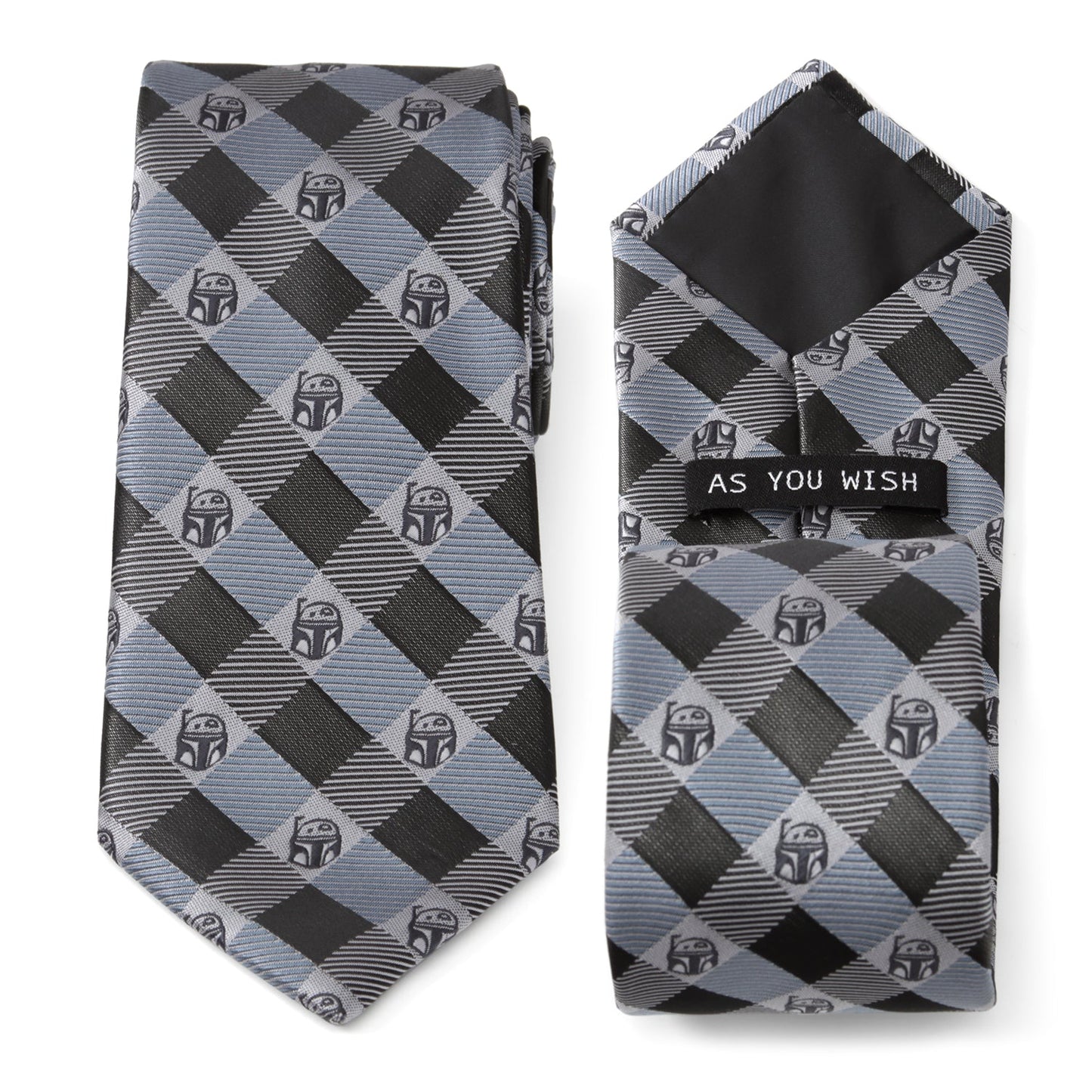Star Wars Boba Fett Blue and Gray Plaid Tie