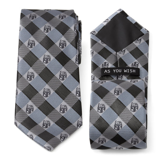 Star Wars Boba Fett Blue and Gray Plaid Tie