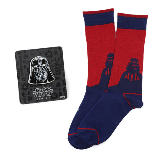 Star Wars Darth Vader Blue and Red Dress Socks and Lapel Pin Gift Set