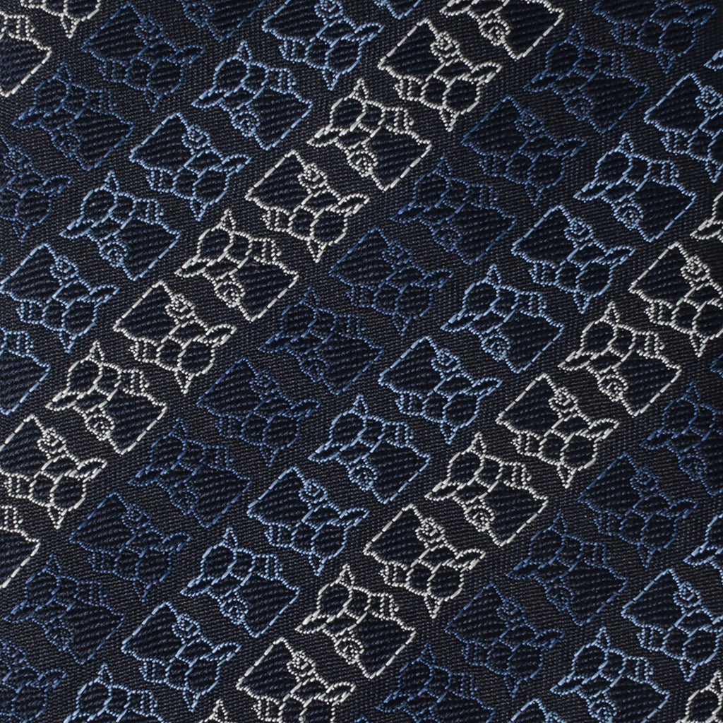Star Wars Grogu Outline Striped Navy Tie
