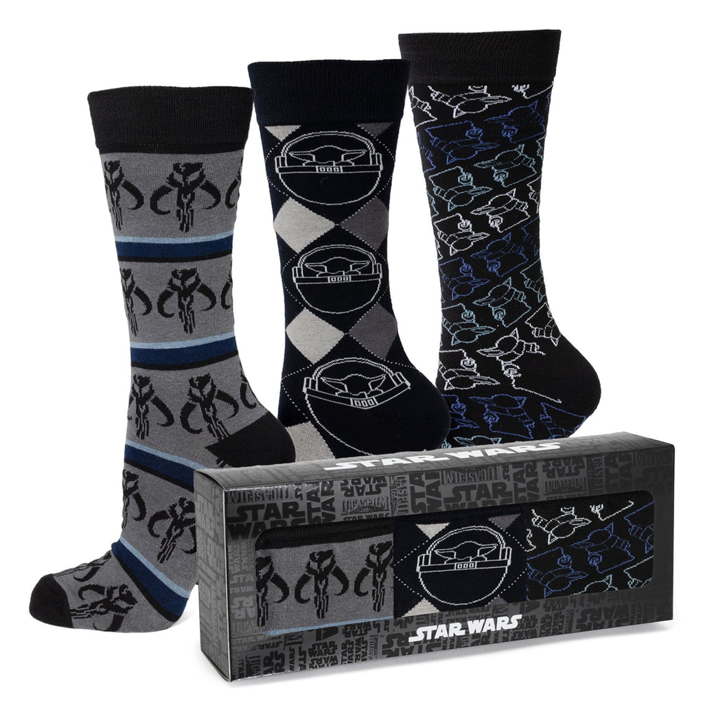 Star Wars Mandalorian 3-Pack Dress Sock and Mythosaur Lapel Pin Gift Set