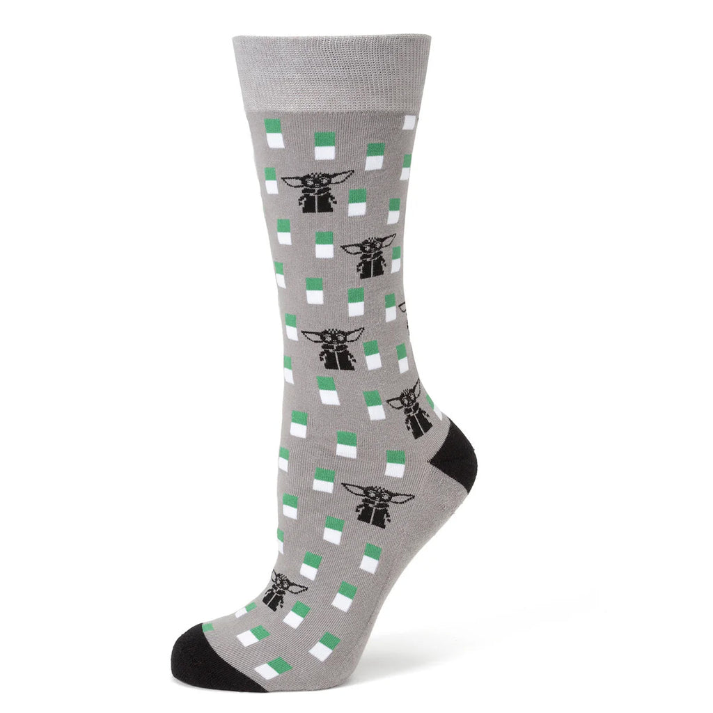 Star Wars Mandalorian and Grogu Gray Dress Socks and Lapel Pin Gift Set