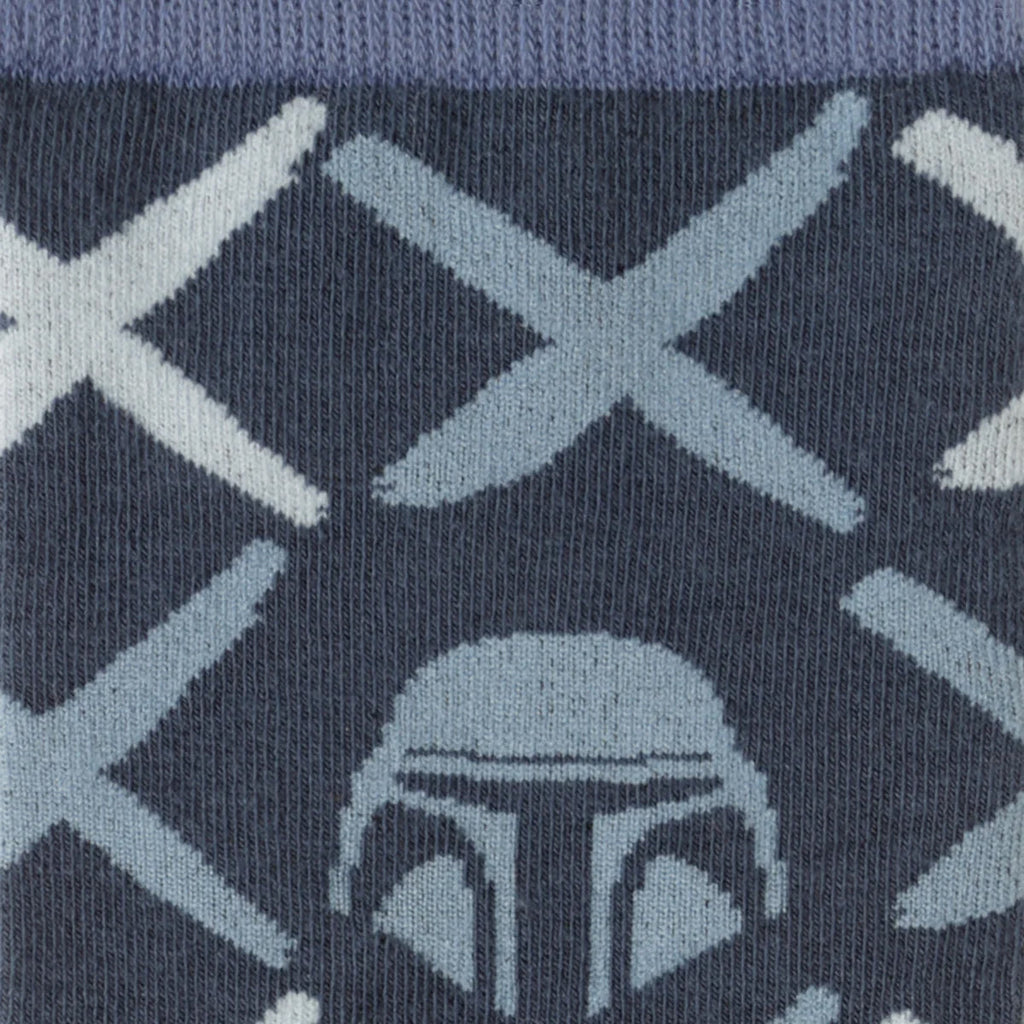 Star Wars Mandalorian Navy Checkered Dress Socks and Lapel Pin Gift Set