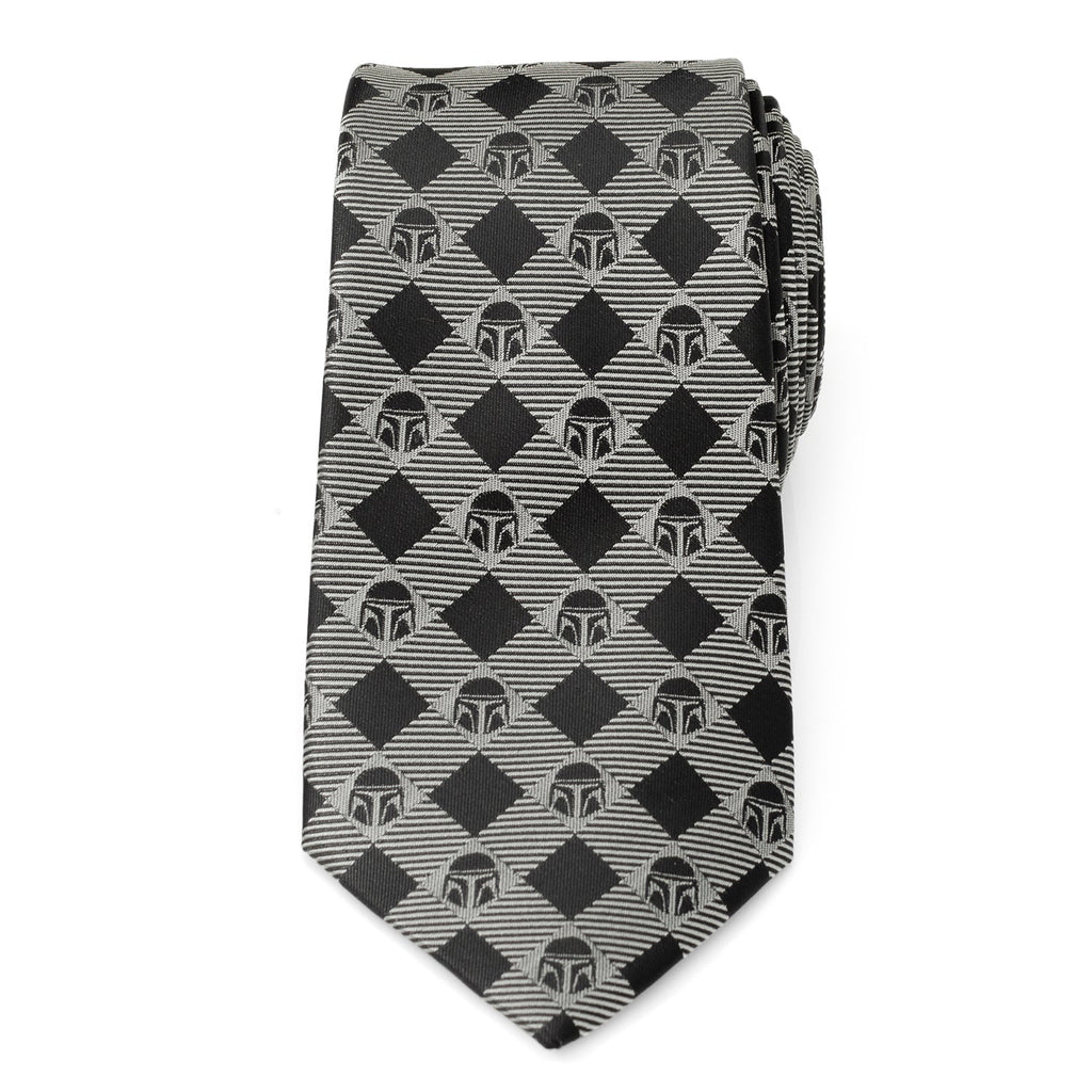 Star Wars Mandalorian Black and Gray Plaid Tie