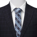 Star Wars Mandalorian Blue and Black Plaid Tie