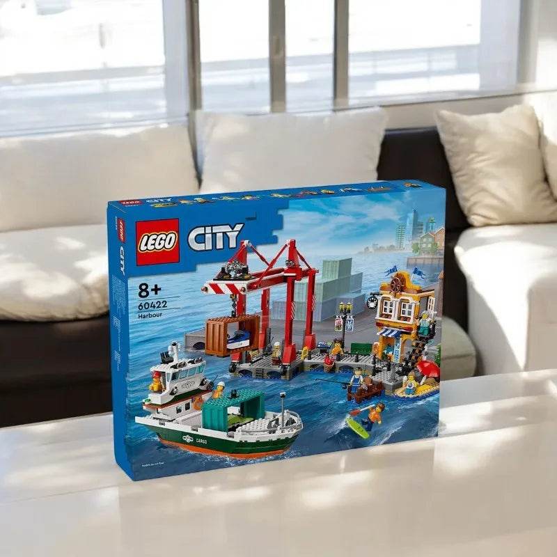 60422 LEGO City Seaside Harbor, with cargo ship toys, model container cranes, and boats, creative gift sets for boys and girls - United States
