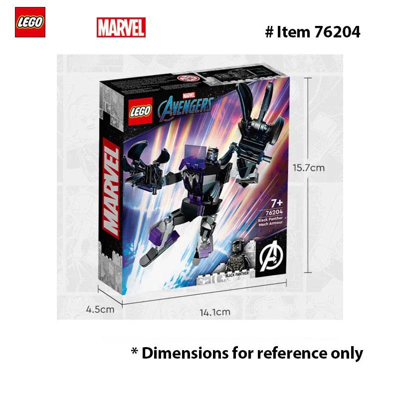 LEGO 76204 Marvel Black Panther Mech Armor Building Kit; Collectible Mech and Minifigure for Super-Hero Kids Aged 7+ (124 Pcs) - 76204
