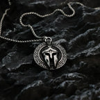 European and American Vintage Spartan Viking Mask Warrior Men's Titanium Steel Necklace Fashion Trend Helmet Handmade Pendant