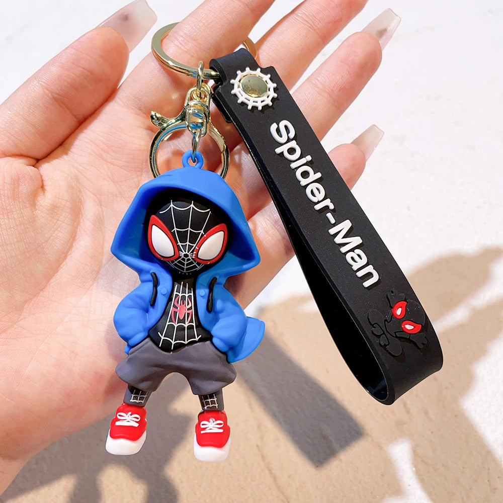 Disney Marvel Spider-Man Keychain Cartoon Comics Avengers Series Key Ring Pendant Ornaments Jewelry Gifts for Friends