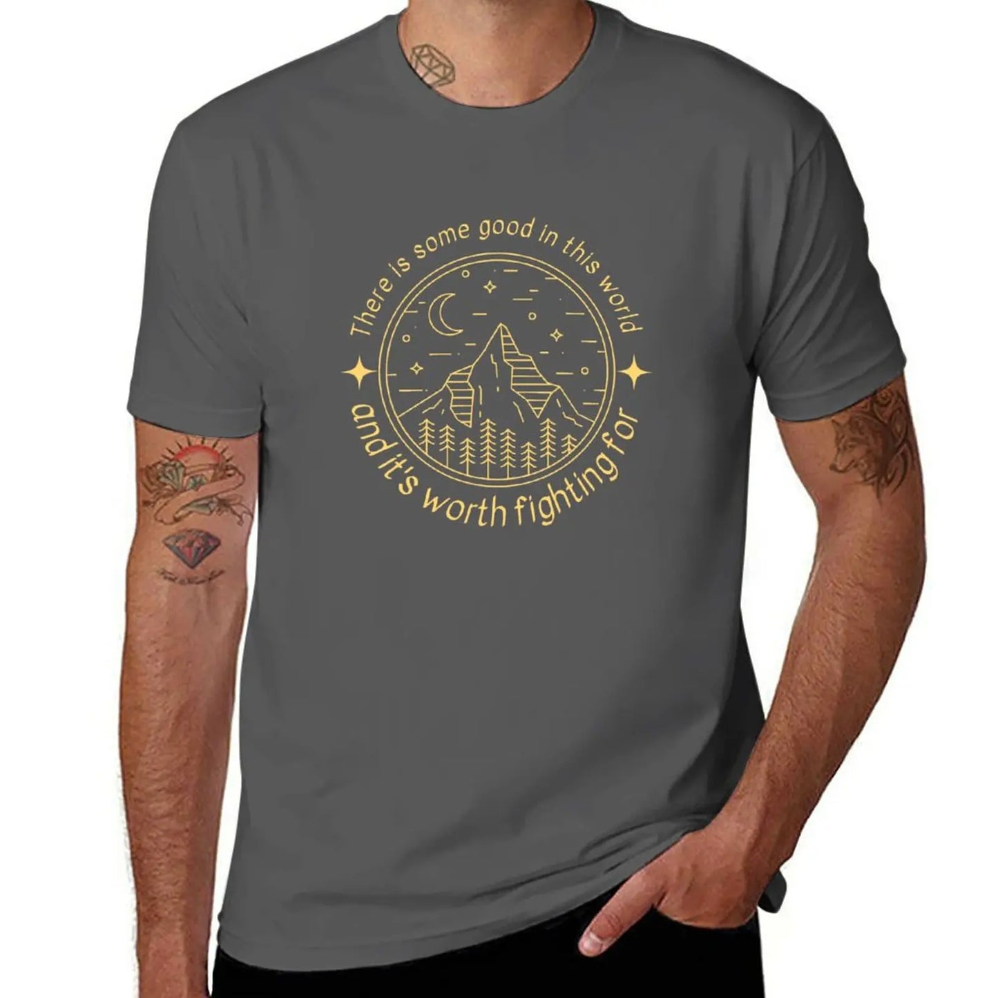 Il y a du bien dans ce monde-paysage de montagne-T-Shirt fantaisie pour fans de sport, t-shirts pour hommes poids lourds