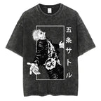 Anime Washed T-shirt: Vintage Harajuku Oversized Cotton Tee