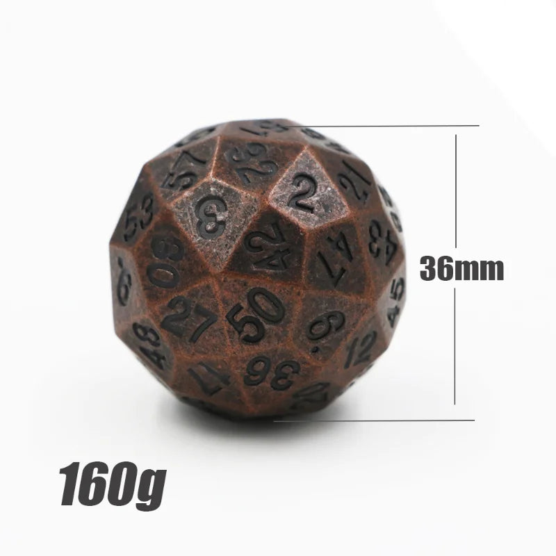 Set of metal dice with digital numbers, classic dice, D60, dice, D60, polyhedral
