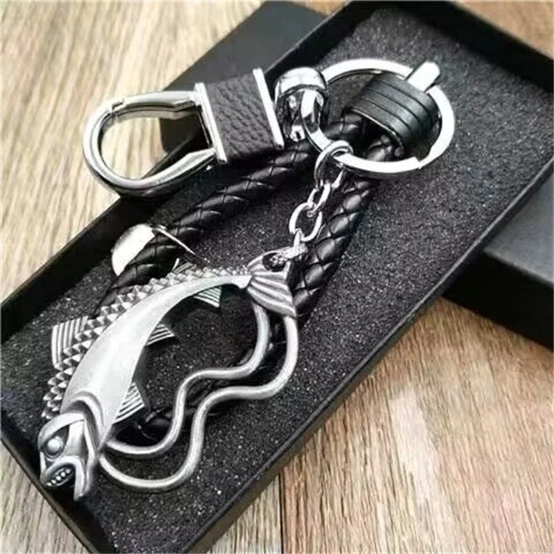 Thrones Keychain Stark Wolf Head Badge Key Chains Leather Rope Keyring Pendant llaveros Accessories Gifts for friends