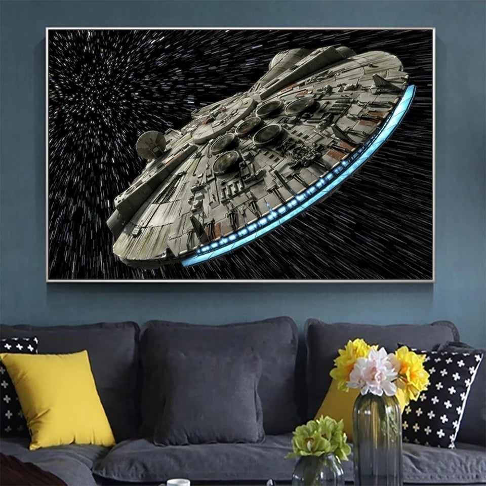 Spaceship Art Destroyer Millennium Falcon Star Trek 5D DIY Diamond Painting Kits Full Drill Diamond Mosaic Diamond Embroidery